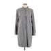 J.Jill Casual Dress - Shirtdress: Gray Dresses - Women's Size Medium Petite