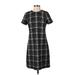 Calvin Klein Casual Dress Crew Neck Short sleeves: Black Plaid Dresses - Women's Size 4