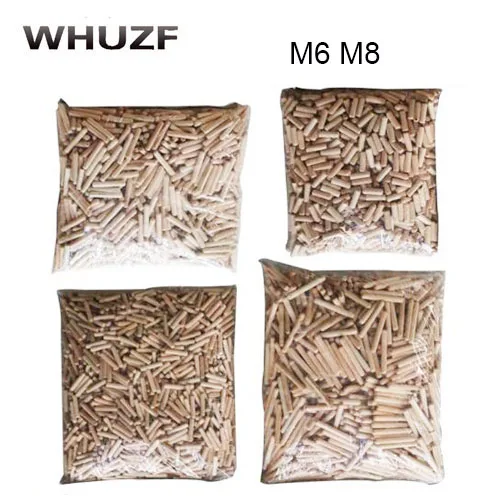 500/1000 stücke M6/M8 * L mm Holz Dübel Schrank Schublade Runde Geriffelte Holz Handwerk Dübel Pins Stange Set möbel Montage holz dübel pin Image