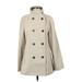 Calvin Klein Jacket: Mid-Length Ivory Solid Jackets & Outerwear - Women's Size Small
