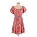 Studio West Casual Dress - Mini Boatneck Short sleeves: Pink Floral Dresses - Women's Size Small