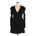 In the Style Casual Dress - Mini V Neck Long sleeves: Black Polka Dots Dresses - Women's Size 14