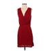 Twenty One Casual Dress - Mini V Neck Sleeveless: Burgundy Solid Dresses - Women's Size Small