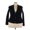 Lane Bryant Blazer Jacket: Below Hip Black Print Jackets & Outerwear - Women's Size 22 Plus