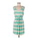 Olive and Oak Casual Dress Scoop Neck Sleeveless: Teal Print Dresses - Women's Size Large