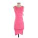 Leith Casual Dress - Bodycon Scoop Neck Sleeveless: Pink Print Dresses - New - Women's Size X-Small