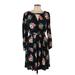 Torrid Casual Dress - A-Line Keyhole 3/4 sleeves: Black Print Dresses - Women's Size Large Plus