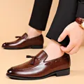 Chaussures provoqué en cuir à enfiler pour hommes chaussures décontractées d'affaires chaussures