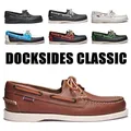 Sebago-Chaussures Docksides en cuir authentique pour hommes chaussures bateau à lacets Premium