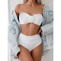 BanRibBikini-Maillot de bain à fleurs 3D pour femmes tenue de plage élégante couleur unie taille