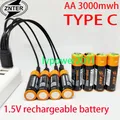 ZNTER-Batterie au lithium aste par USB AA 1.5V 2000mAh 3000mWh Charge par câble USB TYPE C