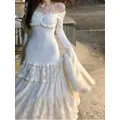 Robe mi-longue princesse Koeran en dentelle pour femmes élégante patchwork décontractée douce