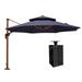 Arlmont & Co. Shamari 132" Umbrella w/ Counter Weights Included Base In Ground in Blue/Navy | 108 H x 132 W x 132 D in | Wayfair