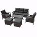 Red Barrel Studio® 6 Pcs Outdoor Sectional Sofa w/ Reclining Backrest in Black | Wayfair 831CC242F13D4D9AAC90143584ED32C8