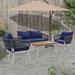 George Oliver 4 Piece Rattan Sofa Seating Group w/ Cushions in Gray/Blue | Outdoor Furniture | Wayfair 23994C935C6C4433BA3B3664DBE2B24A