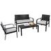 Winston Porter 4 Pieces Patio Garden Sofa Conversation Set, All Weather Outdoor Furniture Set w/ Cushions Coffee Table | Wayfair