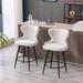 George Oliver Set of 2 Swivel Bar Stools: Modern Leathaire Fabric, Counter Height 25", Tufted w/ Gold Trim, Beige in Brown | Wayfair