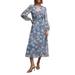 Floral Long Sleeve Chiffon Dress