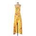 Lulus Cocktail Dress - A-Line Square Sleeveless: Yellow Print Dresses - Women's Size X-Small