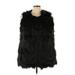 Ashley Stewart Faux Fur Vest: Mid-Length Black Print Jackets & Outerwear - Women's Size 22 Plus