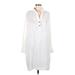 Banana Republic Factory Store Casual Dress - Shirtdress Collared Long sleeves: White Print Dresses - New - Women's Size Medium