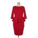 Calvin Klein Casual Dress Crew Neck 3/4 sleeves: Red Print Dresses - New - Women's Size 14