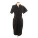 One Forty 8 Casual Dress - Shirtdress Collared Short sleeves: Black Solid Dresses - Women's Size 10