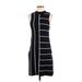 Topshop Casual Dress - Shift: Black Stripes Dresses - Women's Size 2
