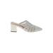 Just Fab Mule/Clog: Slip-on Chunky Heel Casual Silver Print Shoes - Women's Size 6 - Pointed Toe