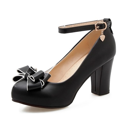 Mädchen Absätze Täglich Kleid-Schuhe Absätze Cosplay - Lolita PU Höhe-Erhöhung Cosplay Große Kinder (ab 7 Jahren) Kleine Kinder (4-7 Jahre) Schulanfang Hochzeit Party Wanderschuhe Blume Schwarz Wei Image