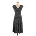 Jones New York Collection Casual Dress - Midi: Black Polka Dots Dresses - Women's Size 4