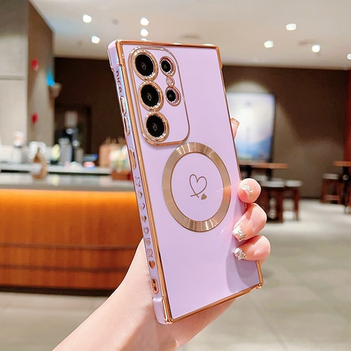 Handy Hülle Handyhüllen Für Samsung Galaxy S25 S24 S23 S23 FE S22 S21 Ultra Plus Rückseite Unterstützt kabelloses Laden Stoßfest Herz TPU Beschichtung Image
