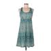 ZeroXposur Casual Dress - A-Line Scoop Neck Sleeveless: Teal Aztec or Tribal Print Dresses - Women's Size Large