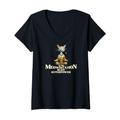 Damen Meditation Yoga Design Meowditation Katze T-Shirt mit V-Ausschnitt