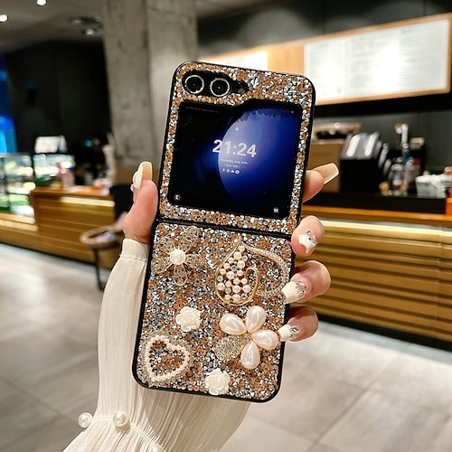 Handy Hülle Handyhüllen Für Samsung Galaxy Z Flip 7 Z Flip 6 Z Flip 5 Z Flip 4 Z Flip 3 für Frauen Mädchen Bling Glitzer glänzend Stoßfest Herz TPU Image