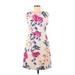 Lands' End Casual Dress - Mini: Ivory Floral Dresses - Women's Size 8 Petite