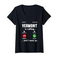 Damen Vermont Is Calling And I Must Go T-Shirt mit V-Ausschnitt