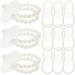 Pearl Wrist Band 12 Pcs Elastic Bracelets Wristband Bride Bridesmaid White Cord