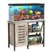 Herture Fish Tank Stand with Cabinet 40-50 Gallon Aquarium Stand Heavy Duty Metal Turtle Tank Reptile Terrarium 850LBS Capacity Grey