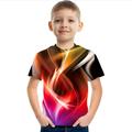Kids Boys' 3D Vertigo T shirt Tee Short Sleeve Rainbow Optical Illusion Color Block 3D Print Blue Purple Black Children Tops Summer Basic Streetwear Sports