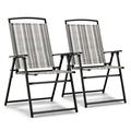 Costway 2pcs Patio Folding Sling Chairs Dining Armrest Backrest Outdoor Portable Streak