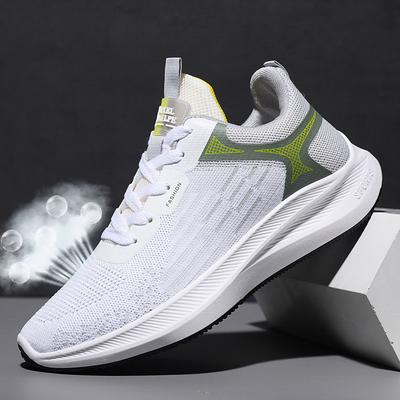 Men's Sneakers Sporty Look Flyknit Shoes Running Trail Running Shoes Sporty Casual Outdoor Daily Tissage Volant Breathable Comfortable Slip Resistant Lace-up Black And White White / Green Gray Black