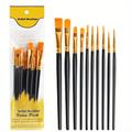 10pcs Professional Artist Paint Brushes Set - Perfect for Acrylic, Oil, Watercolor Canvas Painting - Ideal for Kids Professionals!