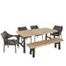 Afuera Living 6 Piece Outdoor Acacia Wood Dining Set in Brushed Gray
