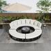 9-Piece Outdoor Patio Furniture Luxury Circular Outdoor Sofa Set Rattan Wicker Sectional Sofa Lounge Set with Tempered Glass Coffee Table