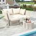 2-Piece Outdoor Sunbed and Coffee Table Set Patio Double Chaise Lounger Loveseat Daybed with Clear Tempered Glass Table