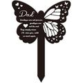 Butterfly Daddy Garden Stake Memorial Remembrance Plaque Stake for Cemetery Acrylic Grave Stake Waterproof Sympathy Garden Stake