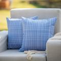 HPUK Farmhouse Outdoor Waterproof AIF4 Throw Pillow Covers Pack of 2 18x18 Inch Decorative Garden Cushion Covers for Patio Tent Balcony Bench Tent Couch Sofa Solid Accent Pillow Covers Blue