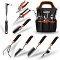 Garden Tool Set 9 Piece Stainless Steel Heavy Duty Gardening Tool Set with Non-Slip Rubber Grip Storage Pocket Ideal Garden Tool Kit Gift for Women/Parent