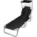 | Adjustable Folding Reclining Lounger | Outdoor Folding Reclining Beach Sun Patio Chaise Lounge Chair | Collapsible Rocking Chair with Sunshade | Black | 74.4 x 22.8 x 10.6